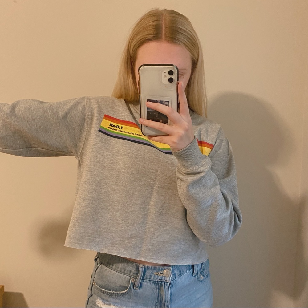 John Galt Cropped Grey Sweatshirt